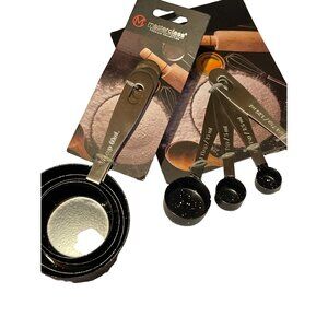 Master Class Measuring Cups & Spoons 8PC, Set Black with White Specs NEW WITH TA